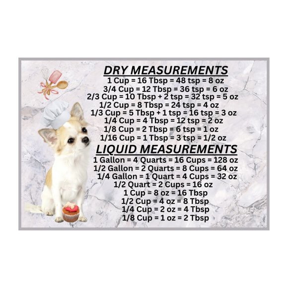 Chihuahua Dog Measuring Chart Magnet Kitchen Baking Guide - Picture 1 of 1
